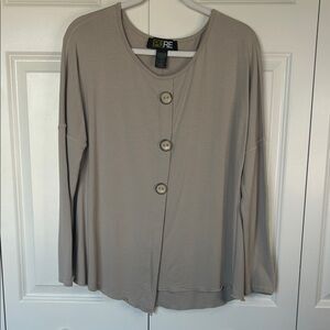 Pure Essence Women's Taupe Asymmetrical Long Sleeve Top